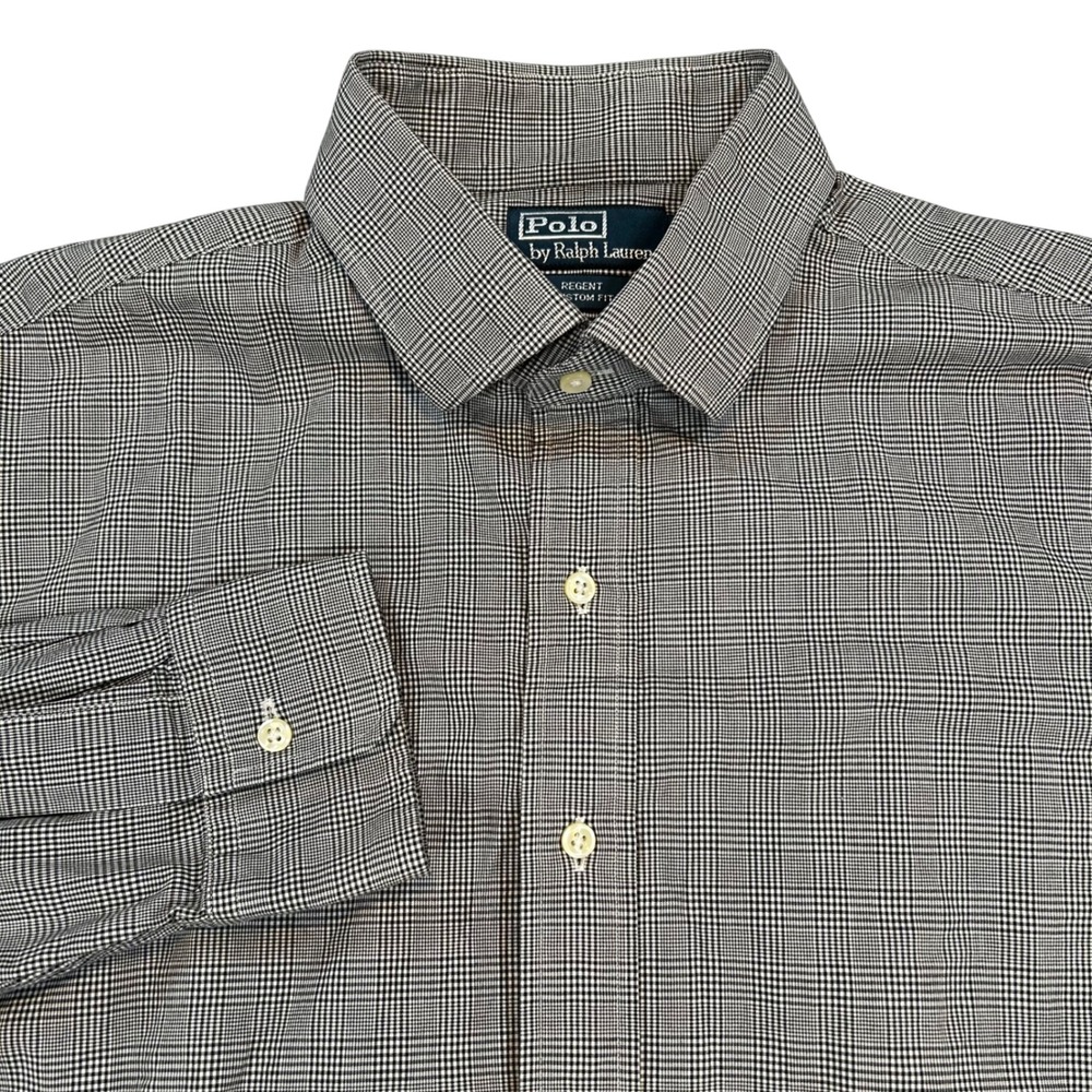 Polo Ralph Lauren Regent Custom Button Up Dress Shirt Mens 17.5 34/35 Plaid‎